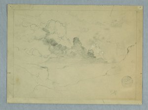 Desenho, Vulcão Sangay em erupção, Equador, 1857-62 de Frederic Edwin Church