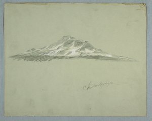 Desenho, Pico coberto de neve do Monte Chimborazo, Equador, julho de 1857 de Frederic Edwin Church