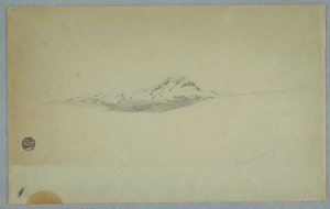 Desenho, Cume nevado de um vulcão, 1850-60 de Frederic Edwin Church