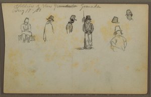 Desenho, Soldados de Nova Granada, Colômbia, 17 de agosto de 1853 de Frederic Edwin Church