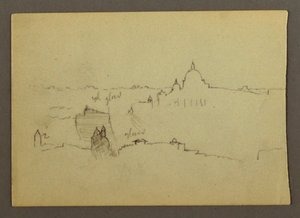 Desenho, A Basílica de São Pedro vista do Norte contra as colinas e o horizonte de Roma, janeiro de 1869 de Frederic Edwin Church