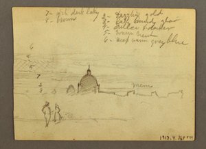 Desenho, Basílica de São Pedro e Cidade do Vaticano (vista do Norte), Roma, Itália, janeiro de 1869 de Frederic Edwin Church
