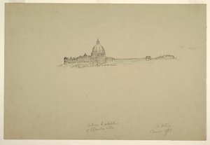 Desenho, São Pedro e o Palácio do Vaticano a partir do Nordeste, 18 de março de 1869 de Frederic Edwin Church