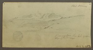 Desenho, Casa senhorial, figura montada num camelo, estudos arquitectónicos, palmeira, possivelmente 1868 de Frederic Edwin Church