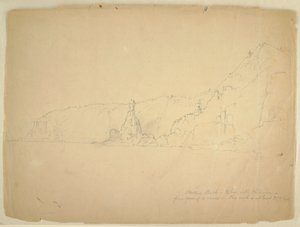 Desenho, "Statue Rock", setembro de 1851 de Frederic Edwin Church