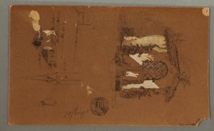 Desenho, Estudos de Chalet, homem com cachimbo, Patos, 1868 de Frederic Edwin Church