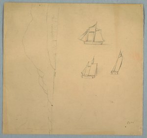 Desenho, Estudos de paisagens e navios, 1850-51 de Frederic Edwin Church