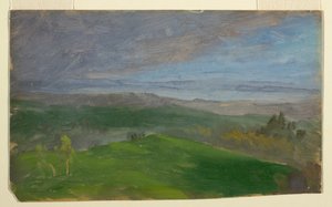 Desenho, Vista de verão, Vale do Hudson, Nova Iorque, 1870-80 de Frederic Edwin Church