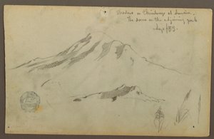 Desenho, Nascer do sol no Monte Chimborazo e três pormenores de relva, setembro de 1853 de Frederic Edwin Church
