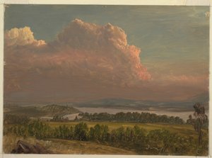 Desenho, Pôr do sol no vale do Hudson, junho de 1870 de Frederic Edwin Church