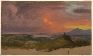 Desenho, Pôr do sol no Vale do Hudson, 1870-75 de Frederic Edwin Church