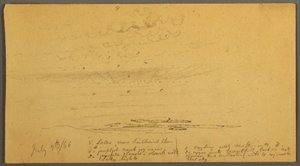 Desenho, Pôr do sol sobre as colinas, 9 de julho de 1866 de Frederic Edwin Church