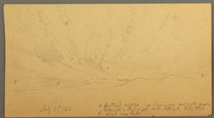 Desenho, Pôr do sol sobre as colinas, 9 de julho de 1866 de Frederic Edwin Church