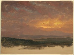 Desenho, Pôr do sol sobre as Catskills, 1870-80 de Frederic Edwin Church