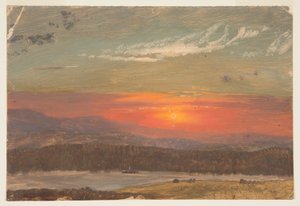 Desenho, Pôr do sol sobre as Catskills, 1870-80 de Frederic Edwin Church