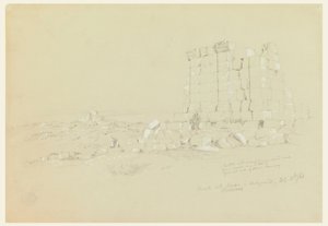 Desenho, Templo com Semua [atual as-Samu] ao longe, 17 de fevereiro de 1868 de Frederic Edwin Church