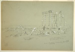 Desenho, Templo com Semua [atual as-Samu] ao longe, 17 de fevereiro de 1868 de Frederic Edwin Church