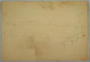 Desenho, The Canadian Falls, julho de 1856 de Frederic Edwin Church
