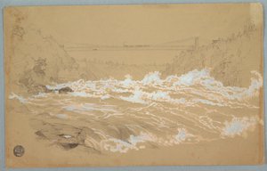 Desenho, The Gorge, Niagara, Looking Toward the Suspension Bridge, ca. 1856-58 de Frederic Edwin Church