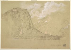 Desenho, O Königssee e as cataratas de Schrainbach, julho de 1868 de Frederic Edwin Church