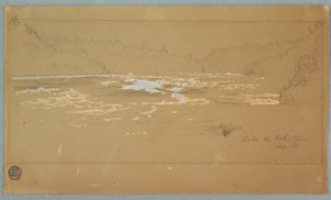 Desenho, O Rio "Abaixo do Redemoinho", setembro de 1858 de Frederic Edwin Church