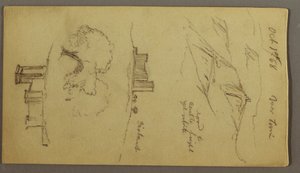 Desenho, Três estudos do castelo no cimo da colina, 1 de outubro de 1868 de Frederic Edwin Church