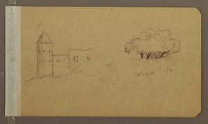 Desenho, Torre, Árvores, março de 1862 de Frederic Edwin Church
