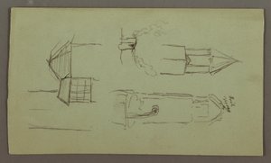 Desenho, Torres, Telhados, Spicket, Telhado, julho 1868 de Frederic Edwin Church