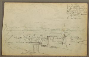 Desenho, Cidade (Equador), 1853 de Frederic Edwin Church