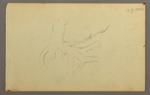 Desenho, Raízes de árvores, 1844 de Frederic Edwin Church