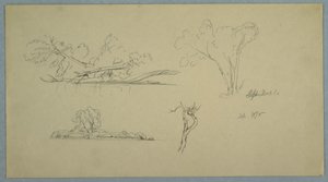 Desenho, Árvores, uma margem com arbustos e árvores, setembro de 1876 de Frederic Edwin Church