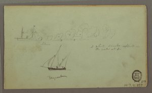 Desenho, Dois estudos de pescadores com canas e tochas, abril de 1868 de Frederic Edwin Church