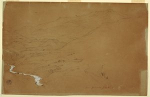 Desenho, Vale com um riacho e casas, perto de Guaranda, Equador, 4 de junho de 1857 de Frederic Edwin Church