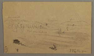 Desenho, Valley, arco-íris, possivelmente 1865-66 de Frederic Edwin Church