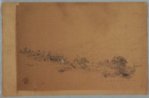 Desenho, Vale com a serração McAllisters, Colômbia, junho de 1853 de Frederic Edwin Church