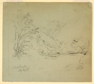 Desenho, Vale com uma ponte perto de Macugnaga, 12 de setembro de 1868 de Frederic Edwin Church