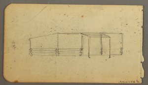 Desenho, Verso: diagrama da cabina, possivelmente 1878 de Frederic Edwin Church