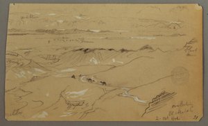 Desenho, Vista de Wady el-Arabah, 20 de fevereiro de 1868 de Frederic Edwin Church