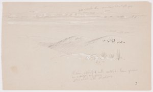 Desenho, Vista sobre as colinas e planície em direção às montanhas, Vale de El Yemen, fevereiro de 1868 de Frederic Edwin Church