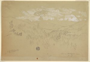 Desenho, Vista perto de Berchtesgaden, Baviera, junho de 1868 de Frederic Edwin Church