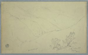 Desenho, Vista do Pico da Montanha Azul, visto de perto de Salloway Hill, Jamaica, julho de 1865 de Frederic Edwin Church