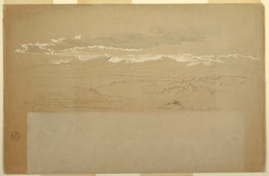 Desenho, Vista de uma cadeia de montanhas, Equador, 27 de junho de 1857 de Frederic Edwin Church