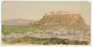 Desenho, Vista da Acrópole a partir do Sul, Atenas, abril de 1869 de Frederic Edwin Church