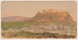 Desenho, Vista da Acrópole a partir do Sul, Atenas, abril de 1869 de Frederic Edwin Church