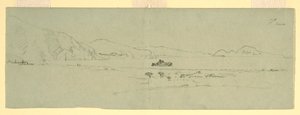 Desenho, Vista da Península de Sorrento de Capri, Itália, a partir do Nordeste, 1869 de Frederic Edwin Church