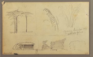 Desenho, Vistas da margem oriental do rio Guayas, em frente a Guayaquil, Equador, maio de 1857 de Frederic Edwin Church