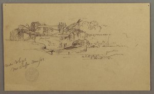 Desenho, Roda de água com uma bacia num jardim, Jaffa, Palestina [Tel Aviv, Israel], março de 1868 de Frederic Edwin Church
