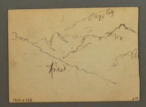 Desenho, Cascata entre Veney e Sion, Vale do Ródano, Suíça, agosto de 1868 de Frederic Edwin Church