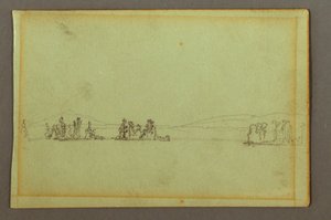 Desenho, Ilhas arborizadas, costa montanhosa, possivelmente 1856 de Frederic Edwin Church