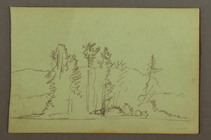 Desenho, Margem arborizada de um lago, possivelmente 1856 de Frederic Edwin Church